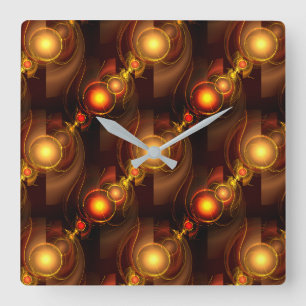 Goud Moderne Boho Elegante Abstracte Kunstpatroon Vierkante Klok