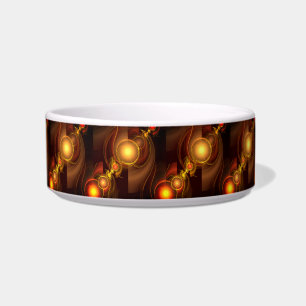 Goud Moderne Boho Elegante Abstracte Kunstpatroon Voerbakje