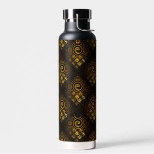 Goud Moderne Boho Elegante Abstracte Kunstpatroon Waterfles