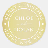 Goud Moderne Custom Tekst Kerstvakantie Ronde Sticker (Voorkant)
