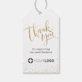 Goud Moderne kalligrafie business dank u Cadeaulabel (Voorkant)