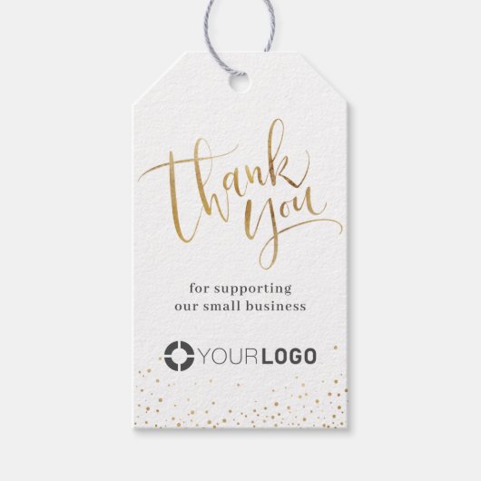 Goud Moderne kalligrafie business dank u Cadeaulabel (Voorkant)