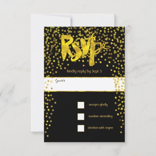 Goud  Moderne Typografie Bruiloft RSVP Kaartje (Voorkant)