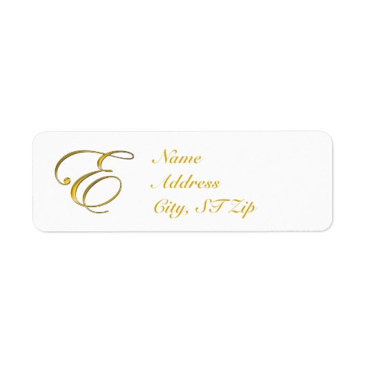 Goud monogram E Adresetiketten Etiket (Voorkant)