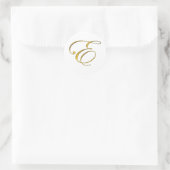 Goud monogram E Ronde Sticker (Tas)