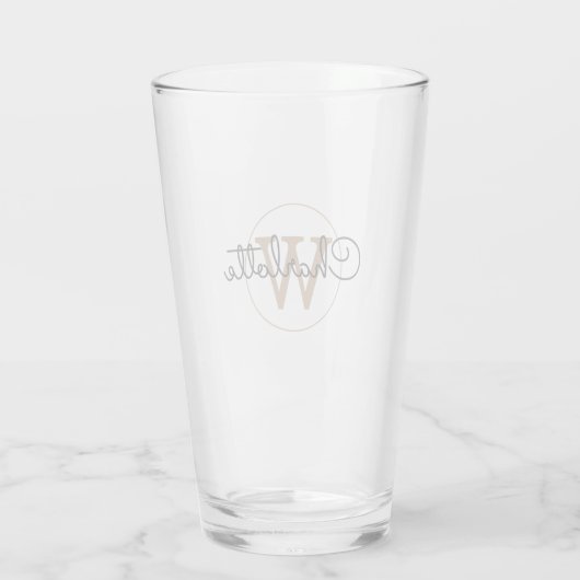 Goud Monogram Elegant Girly Script Glas (Achterkant)