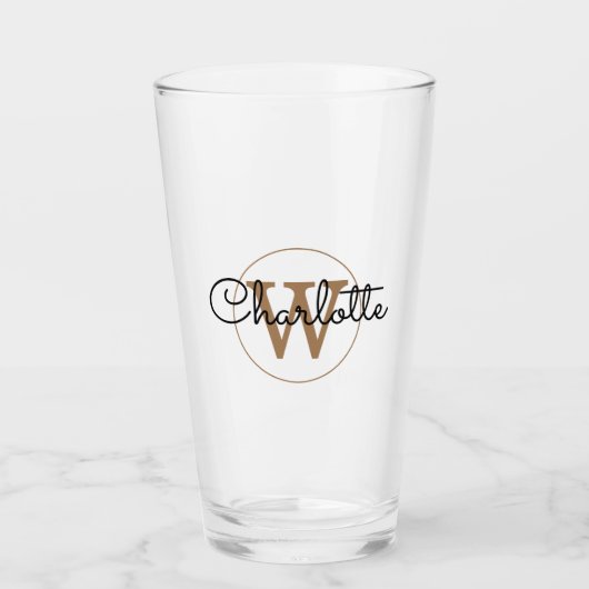 Goud Monogram Elegant Girly Script Glas (Voorkant)