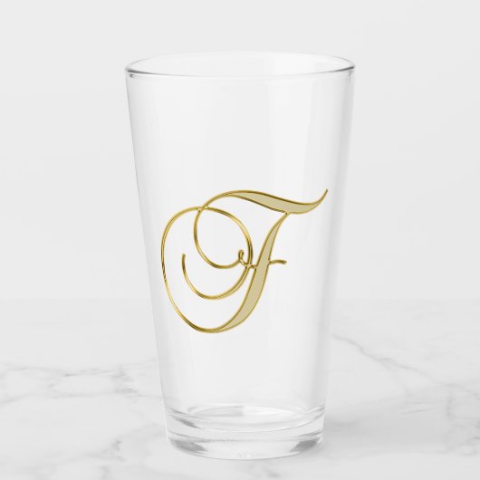 Goud monogram F Glass Glas (Voorkant)