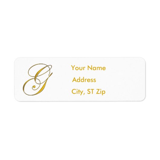 Goud monogram G Adresetiketten Etiket (Voorkant)