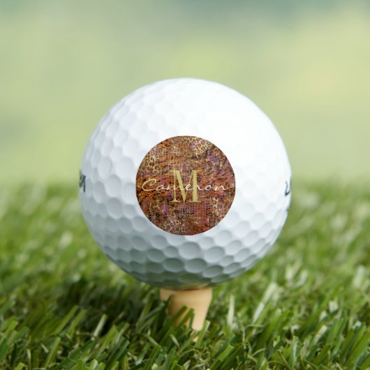 Goud monogram Initiaal en naam op luipaard Golfballen (Insitu Shirt)