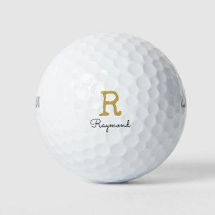 Goud monogram Initiaal en naam zwart Golf Golfballen