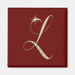 Goud monogram Initiaal L Magneet
