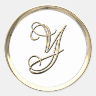 Goud monogram Initiaal Y op grote kleur Ronde Sticker