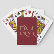 Goud monogram Initialen Elegant modern donker rood