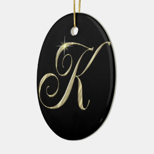 Goud monogram K initiaal Keramisch Ornament