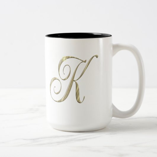 Goud monogram K initiaal Tweekleurige Koffiemok (Rechts)