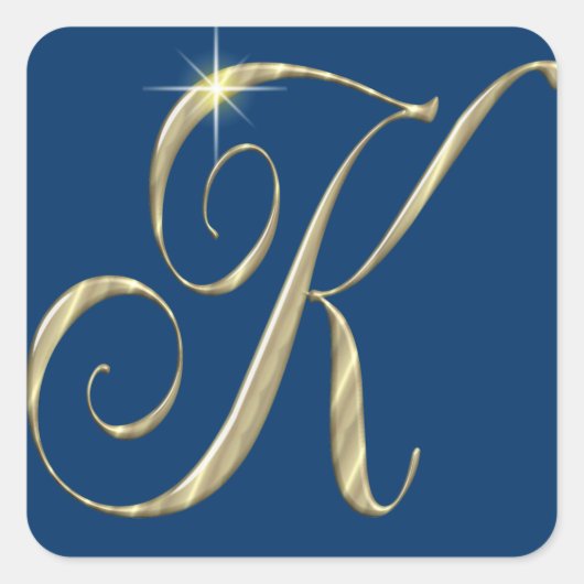 Goud monogram K initiaal Vierkante Sticker (Voorkant)