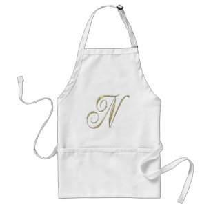 Goud monogram N initiaal Standaard Schort