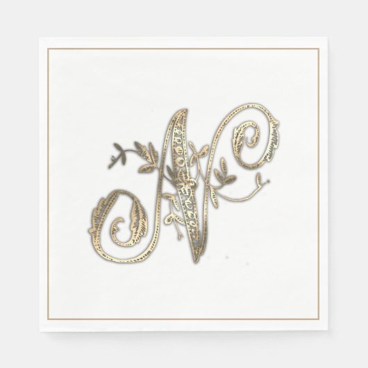   Goud Monogram N Servet (Voorkant)