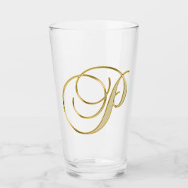 Goud monogram P Glass Glas