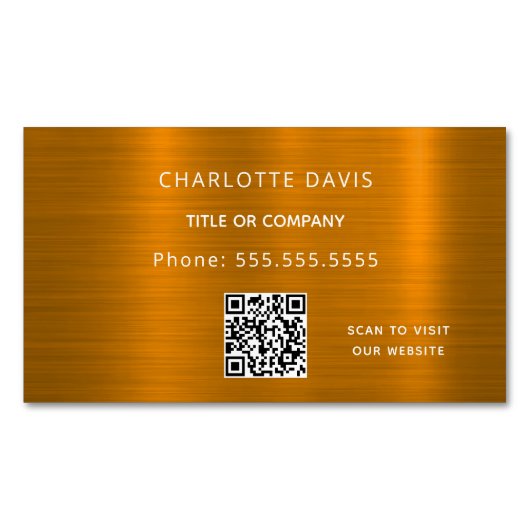 Goud-monogram QR-code minimalistisch elegant Magnetisch Visitekaartje (Voorkant)