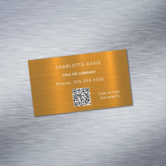Goud-monogram QR-code minimalistisch elegant Magnetisch Visitekaartje (Voorbeeld)