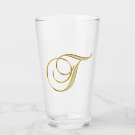 Goud monogram T glas