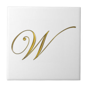 Goud monogram W Tegeltje