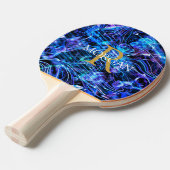 Goud monogram & witte naam Crystal Abstract ontwer Tafeltennisbatje (Voorkant Gekanteld)