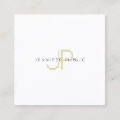 Goud Monogrammed Design Trendy Modern Chic Plain Vierkante Visitekaartje (Voorkant)