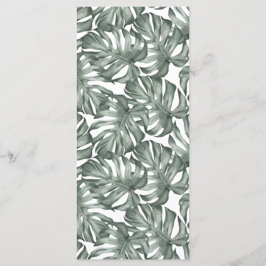 Goud Monstera Tropische Oase Bloem Bruiloft Menu (Achterkant)