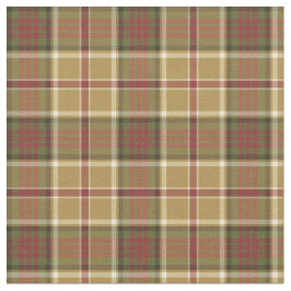 Goud, Mosgroen en Rood Plaid Stof