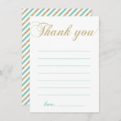 Goud & Munt | Modern jongensfeest dank u nota Kaar Bedankkaart (Voorkant / Achterkant)