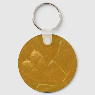Goud n koperblad : Lotus Engraved Design Sleutelhanger