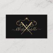 Goud naadloos naaigarnenmonogram visitekaartje (Voorkant)