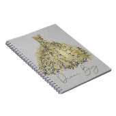 Goud Natuurgrijs Modern Botanisch Jurk Droom Groot Notitieboek (Rechterzijde)