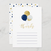 Goud & Navy ballonnen | Partij Dank u Nota Kaart (Voorkant / Achterkant)