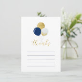 Goud & Navy ballonnen | Partij Dank u Nota Kaart (Staand voorkant)