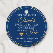 GOUD Navy Blauw Bruiloft Hartje Hartelijk dank Bedankjes Labels (Achterkant)