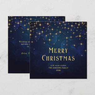Goud Navy Blauw Sparkle Lights Kerstmis Feestdagenkaart