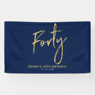 Goud Navy Blauwe 40e Verjaardagsfeest Welkom Banne Spandoek