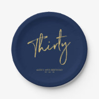 Goud & Navy Blauwe Dertig Letters 30ste verjaardag