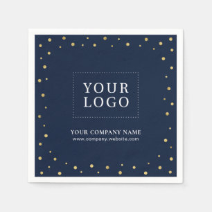 Goud & Navy Confetti Zakelijk Promotioneel Logo Servet