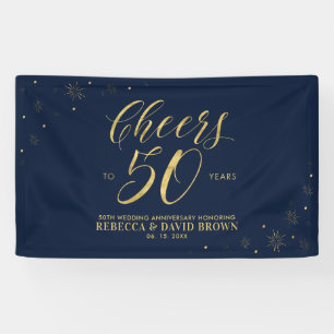Goud & Navy Modern 50ste Huwelijksjubileum Spandoek