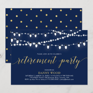 Goud & Navy Moderne Chic Verjaardagsfeest Kaart