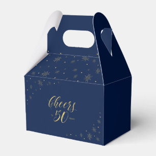 Goud & Navy Proost 50 jaar 50ste verjaartagsfees Bedankdoosjes