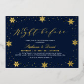 Goud & Navy Winter Sneeuw Koppels Trouw Bruidsfees Folie Uitnodiging (Voorkant)