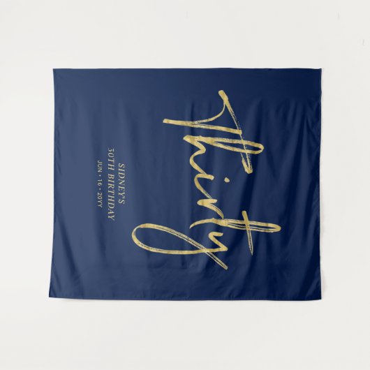 Goud & Navyblauw 30e verjaardagsfeest achtergrond Wandkleed (Voorkant (horizontaal))