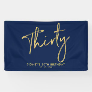 Goud Navyblauw 30e Verjaardagsfeest Welkomstbanner Spandoek