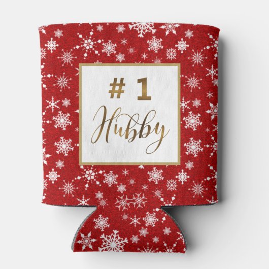 Goud Nummer 1 Hubby Winter Sneeuwvlokken Monogram Blikjeskoeler (Achterkant)